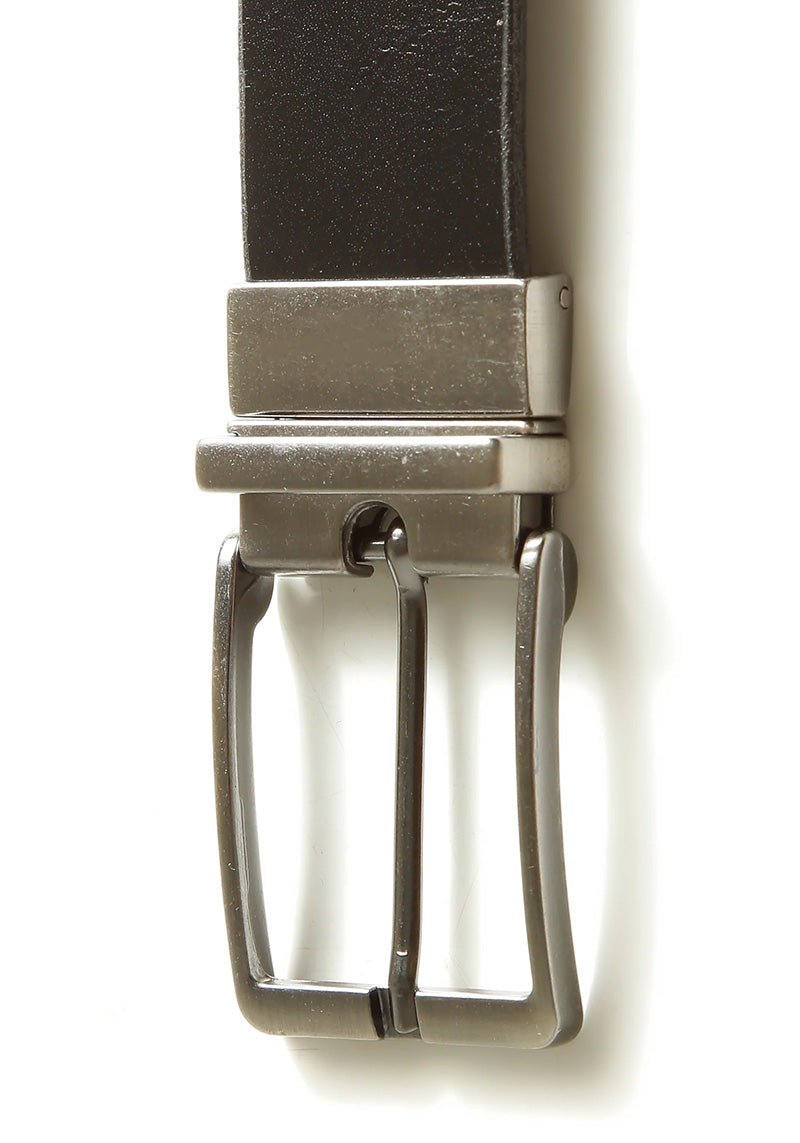 Cinto Social Couro Natural Dupla Face Fivela Reversível Preto/Café